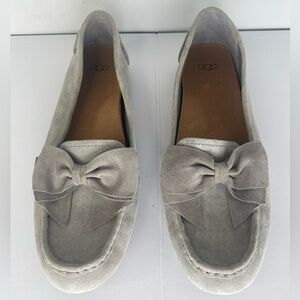 UGG Women's Gray Suede Loafers with Bow
